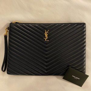 YSL Monogram pouch in Matelasse Leather
